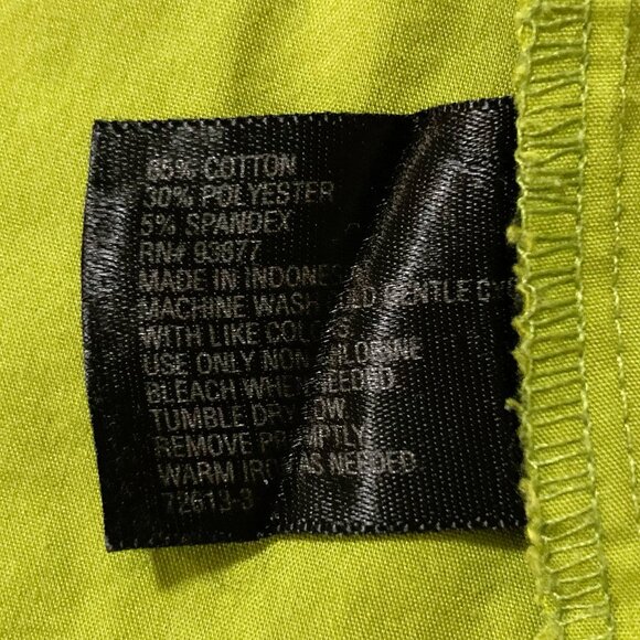 WORTHINGTON Chartreuse green short-sleeve button-down shirt MEDIUM LARGE blouse - Picture 12 of 14